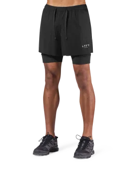 Layered Stretch Nylon Shorts - Black