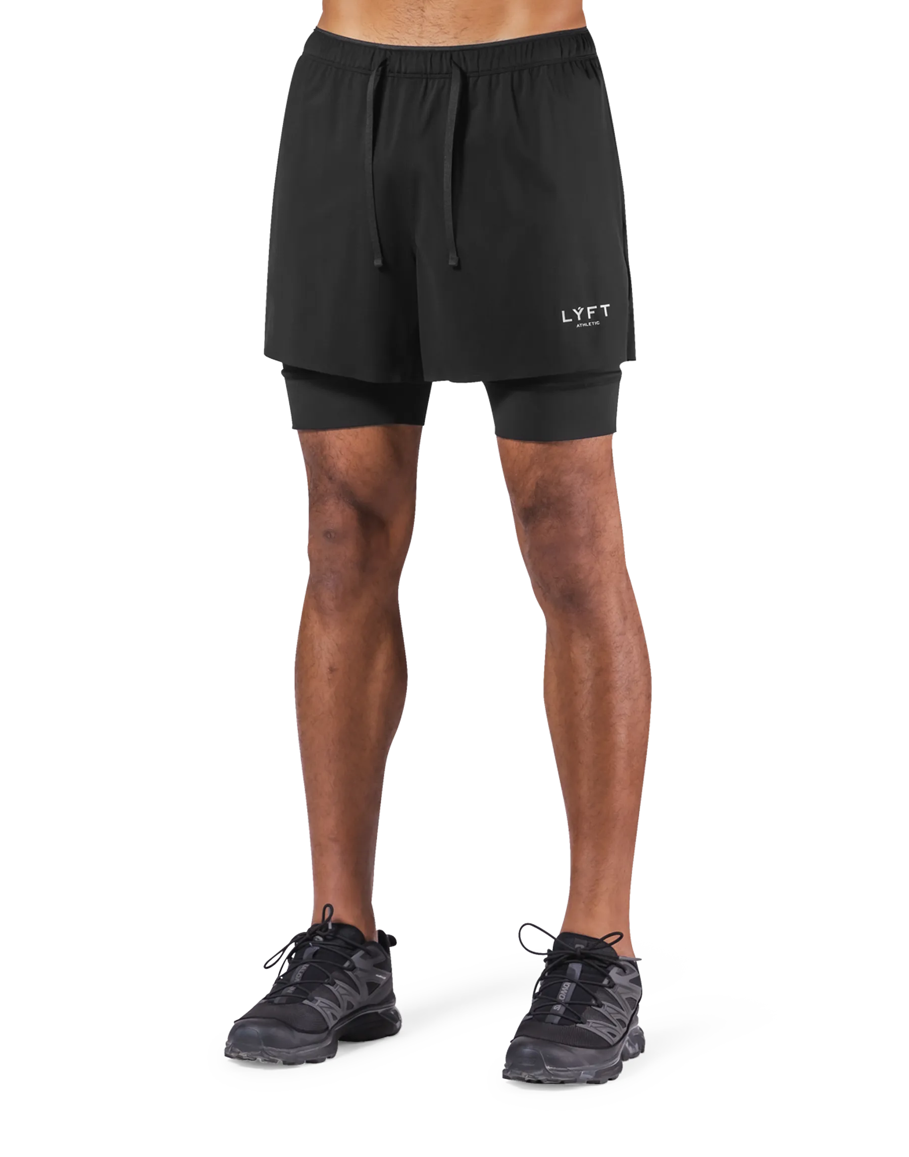 Layered Stretch Nylon Shorts - Black