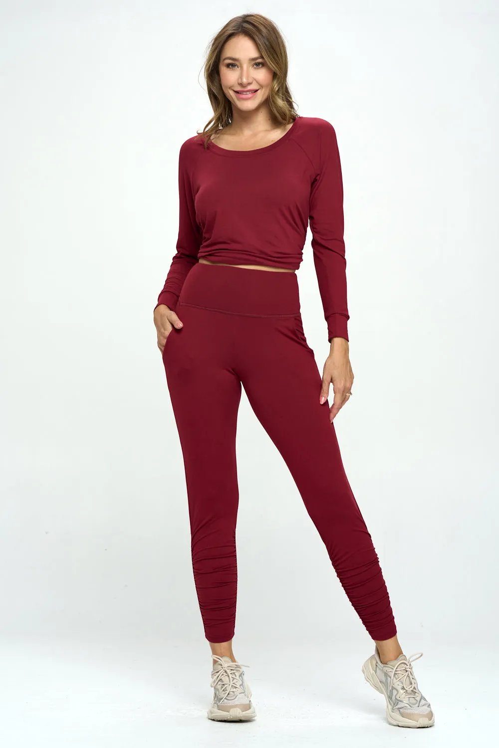 Lois - Burgundy Ultra Lightweight Long Sleeve w Cinch Sides