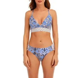 Lucky Brand Blossom Floral Print Swim Bikini Top and Bottom Collection