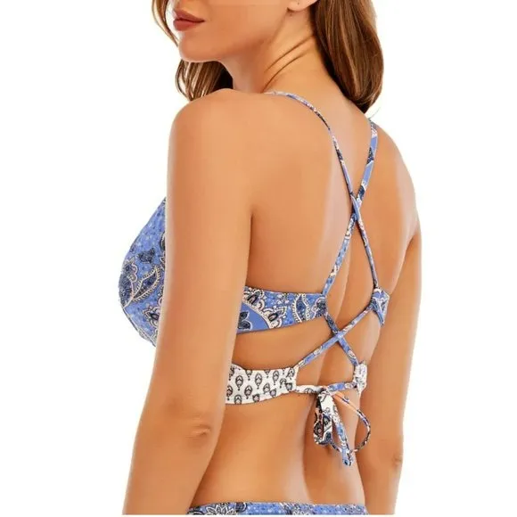 Lucky Brand Blossom Floral Print Swim Bikini Top and Bottom Collection