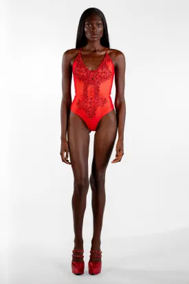 Luz Red Spaghetti Strap Bodysuit