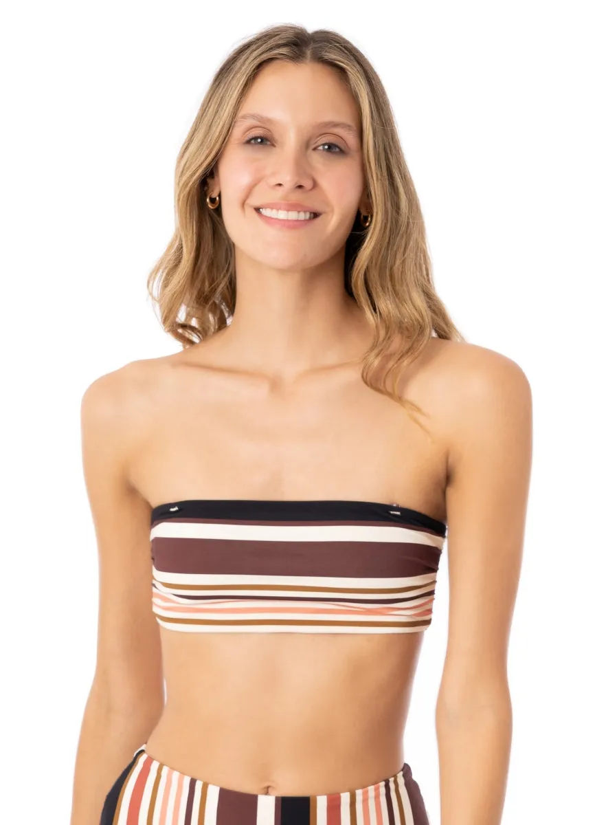 Maaji Burgundy Barcode Tiffany Strapless Bandeau Bikini Top