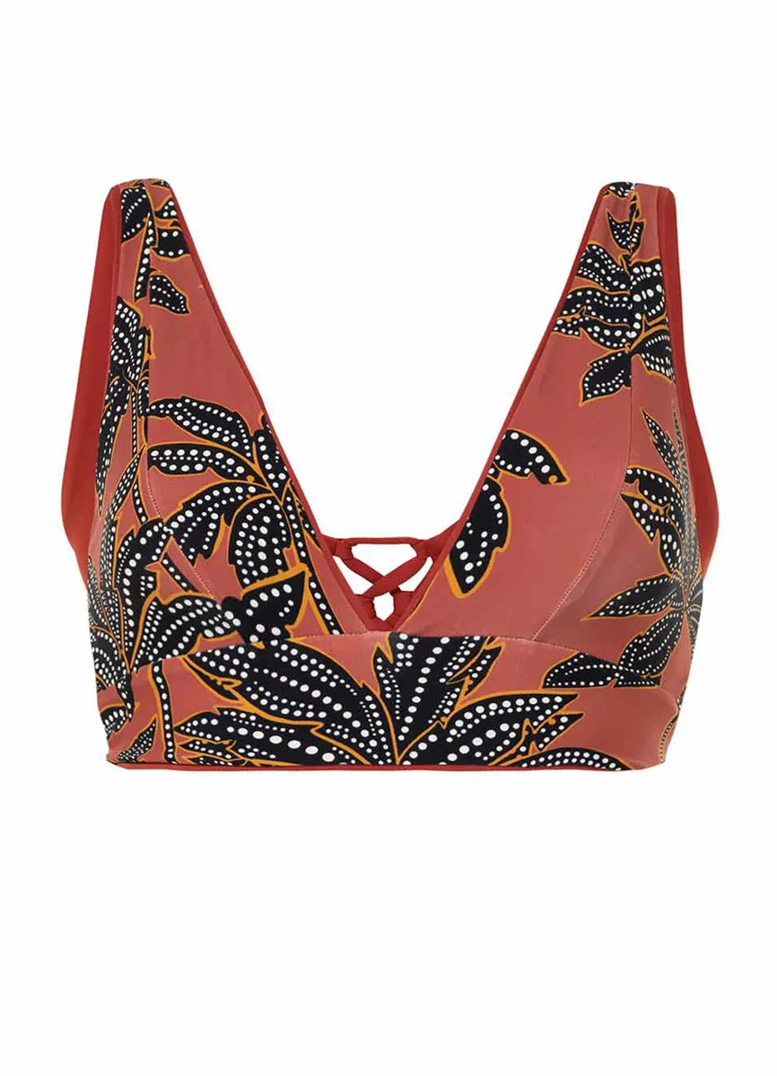 Maaji Burgundy Paradise Long Line Triangle Bikini Top