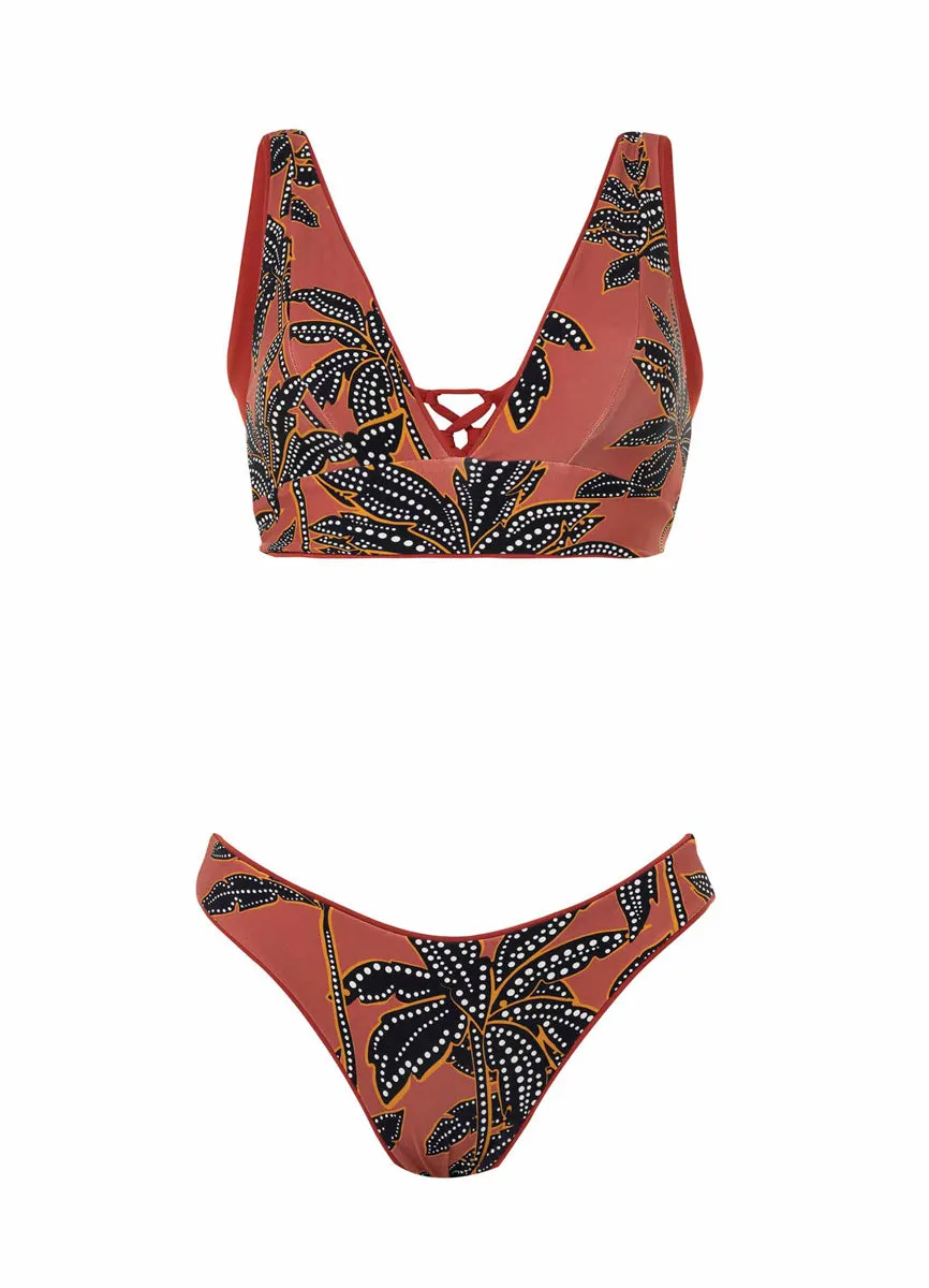 Maaji Burgundy Paradise Long Line Triangle Bikini Top