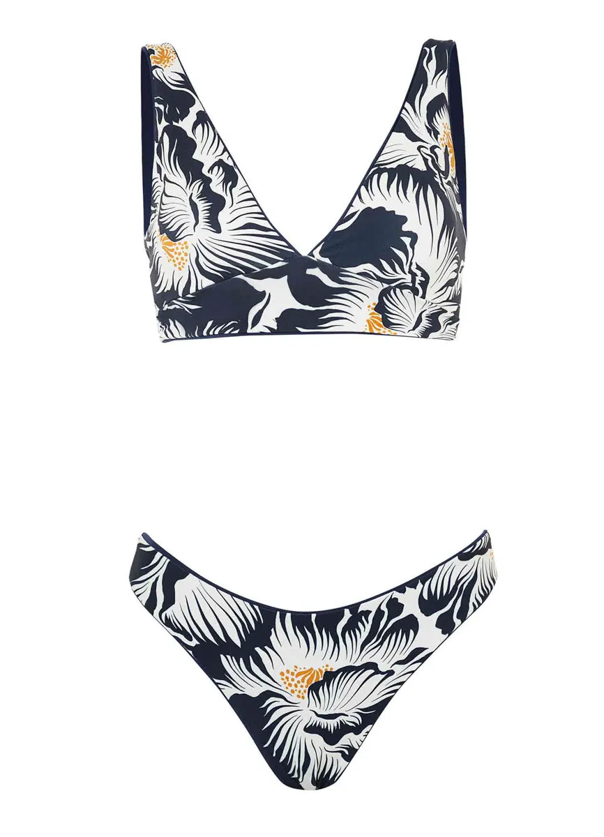 Maaji French Navy Allure Long Line Triangle Bikini Top