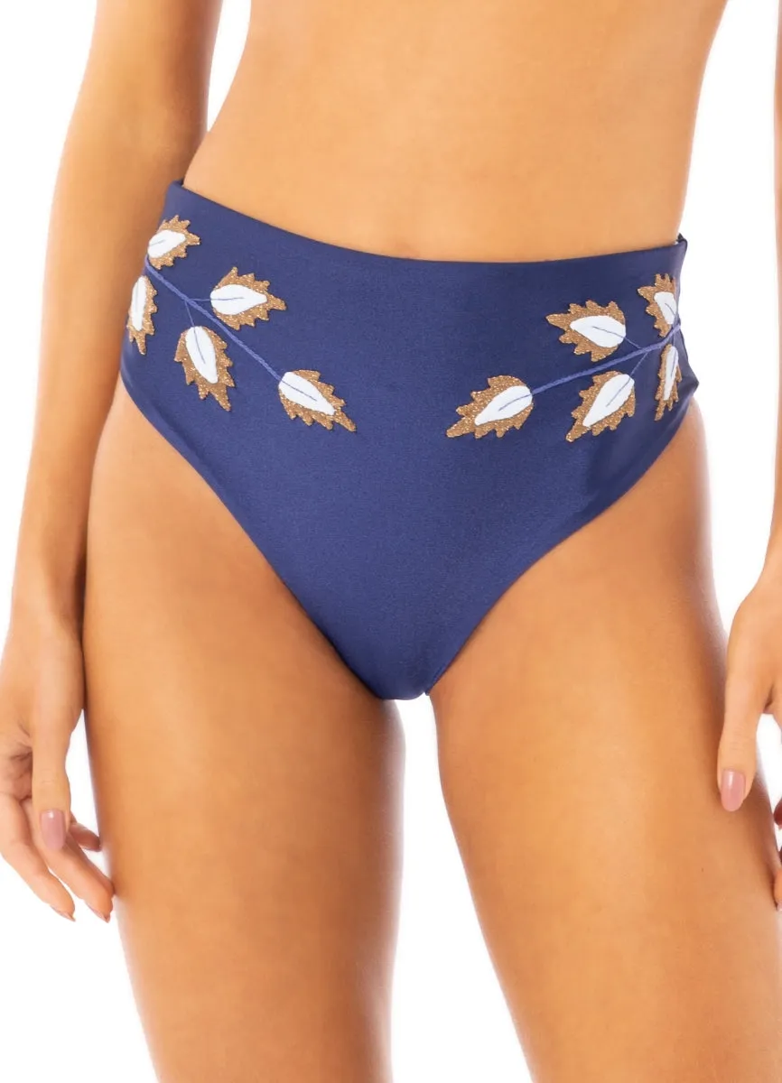 Maaji French Navy Epica High Rise/High Leg Bikini Bottom