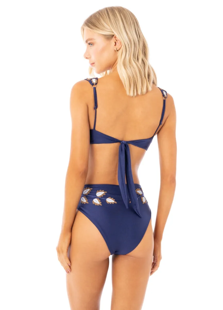 Maaji French Navy Epica High Rise/High Leg Bikini Bottom