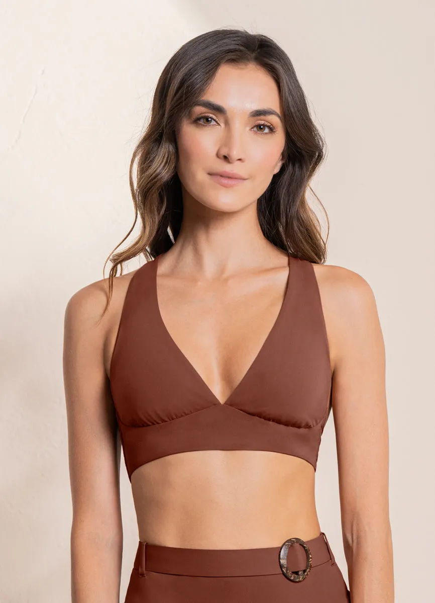 Maaji Moccachino Patri Long Line Triangle Bikini Top