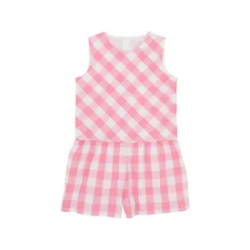 Mae Ryan Romper-Woven Yarn, Hamptons Hot Pink Chattanooga Check/Worth Avenue White