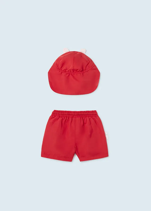 Mayoral 1642 033 - Red Swim Short & Hat Set