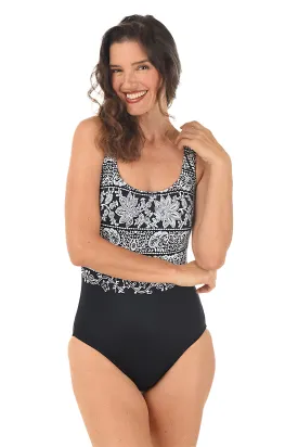 Night Seas Cross-Back Swimsuit