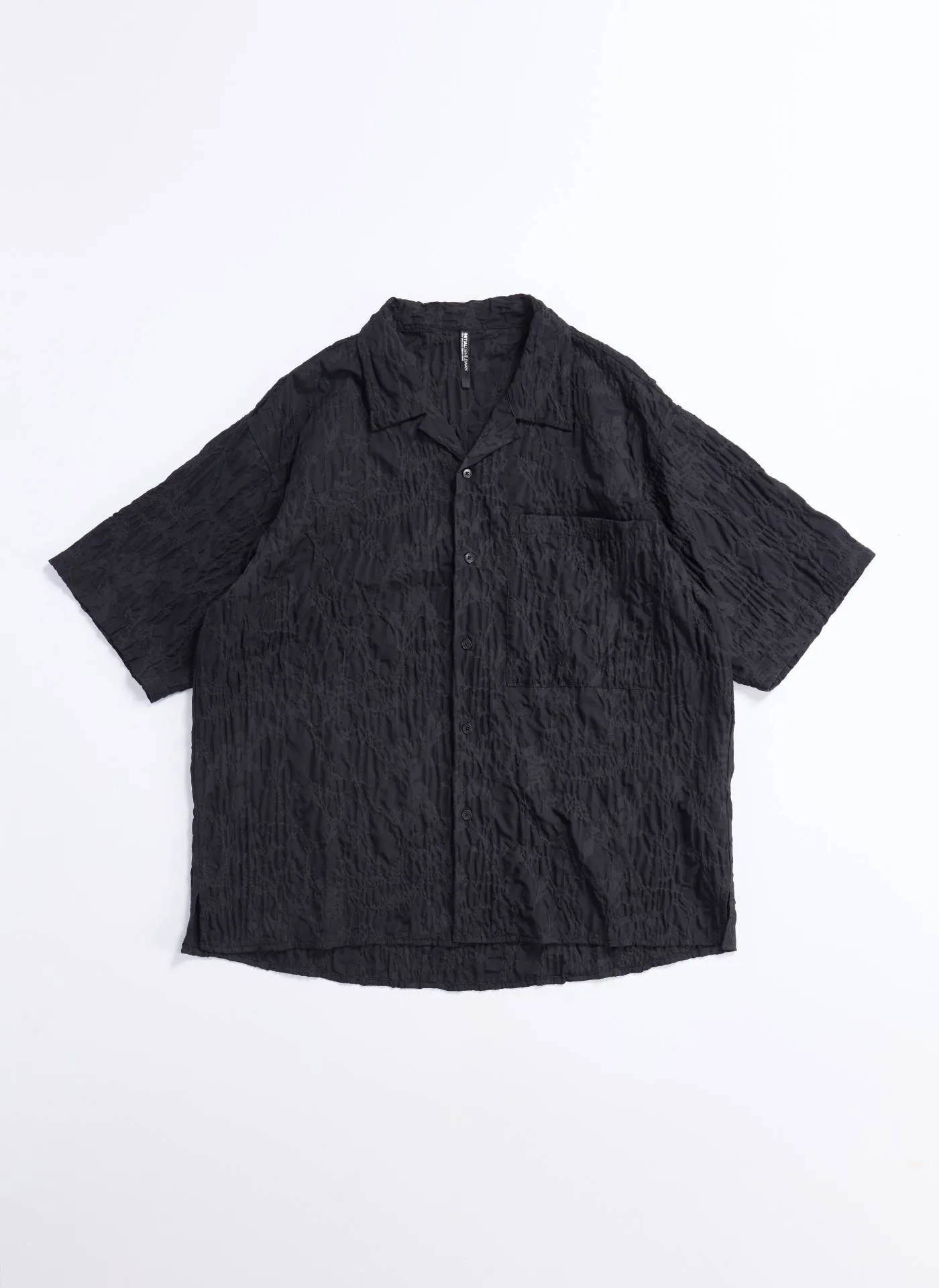 Nylon Embossed Open Collar Shirt