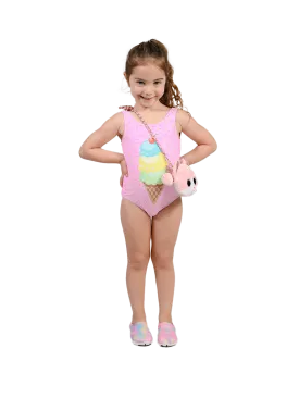 One piece tank swimwear in three ice-cream scoops theme