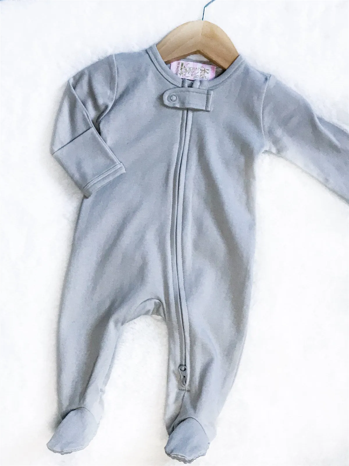 Organic Cotton 2-Way Snap Zippies & Rompers - Grey & Navy