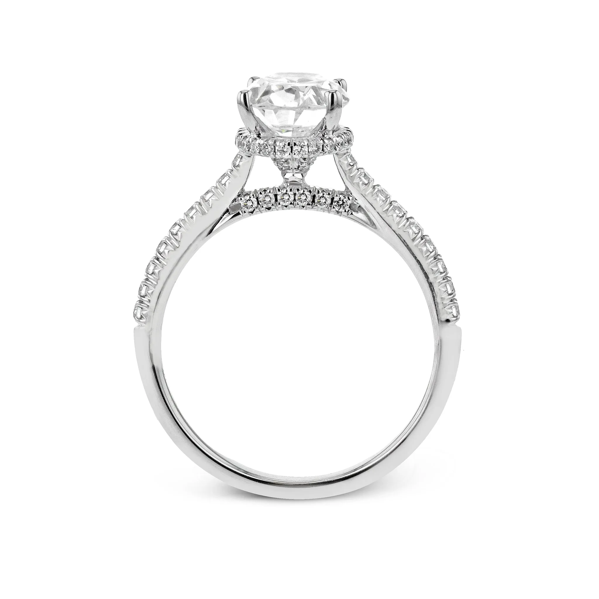 Oval-Cut Hidden Halo Engagement Ring In 18k Gold With Diamonds