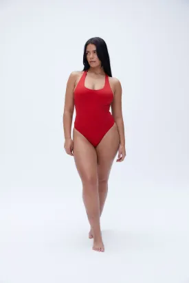 Racer Back High Leg Swimsuit - Classic Red