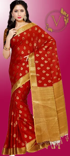 Red Crepe Saree