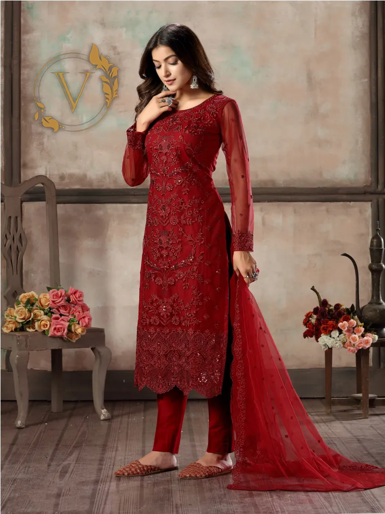 Red Designer Salwar Suit