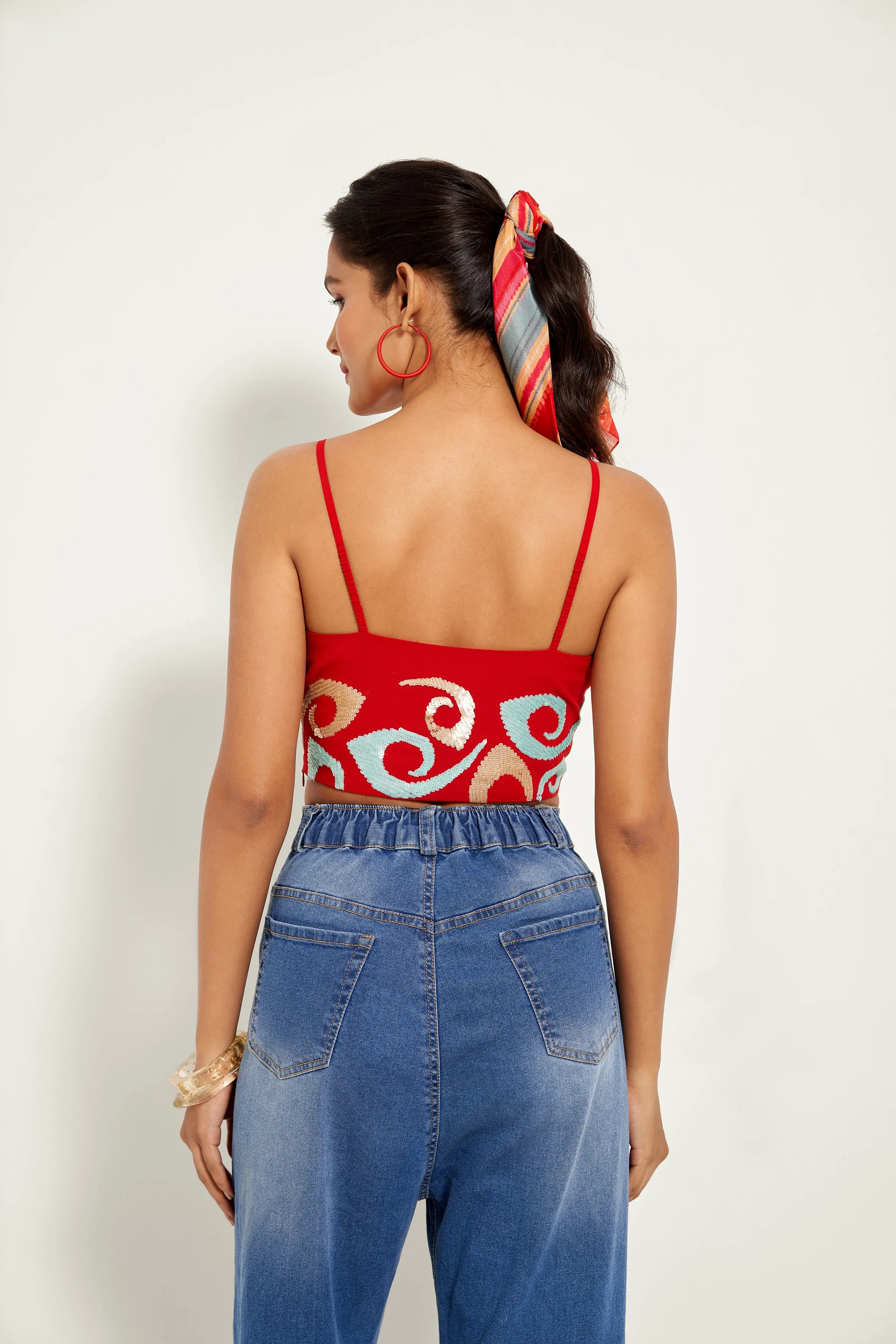 Red Embroidered Bustier