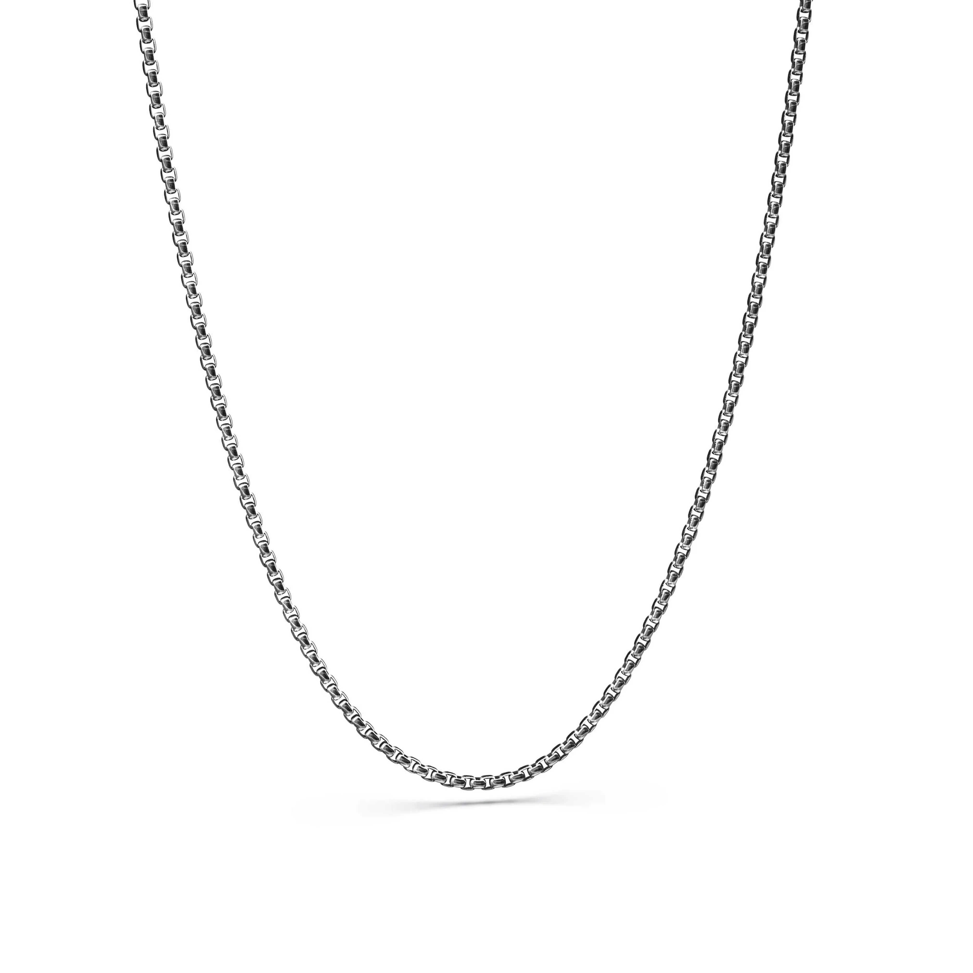 Round Box Chain in White Gold - 2mm