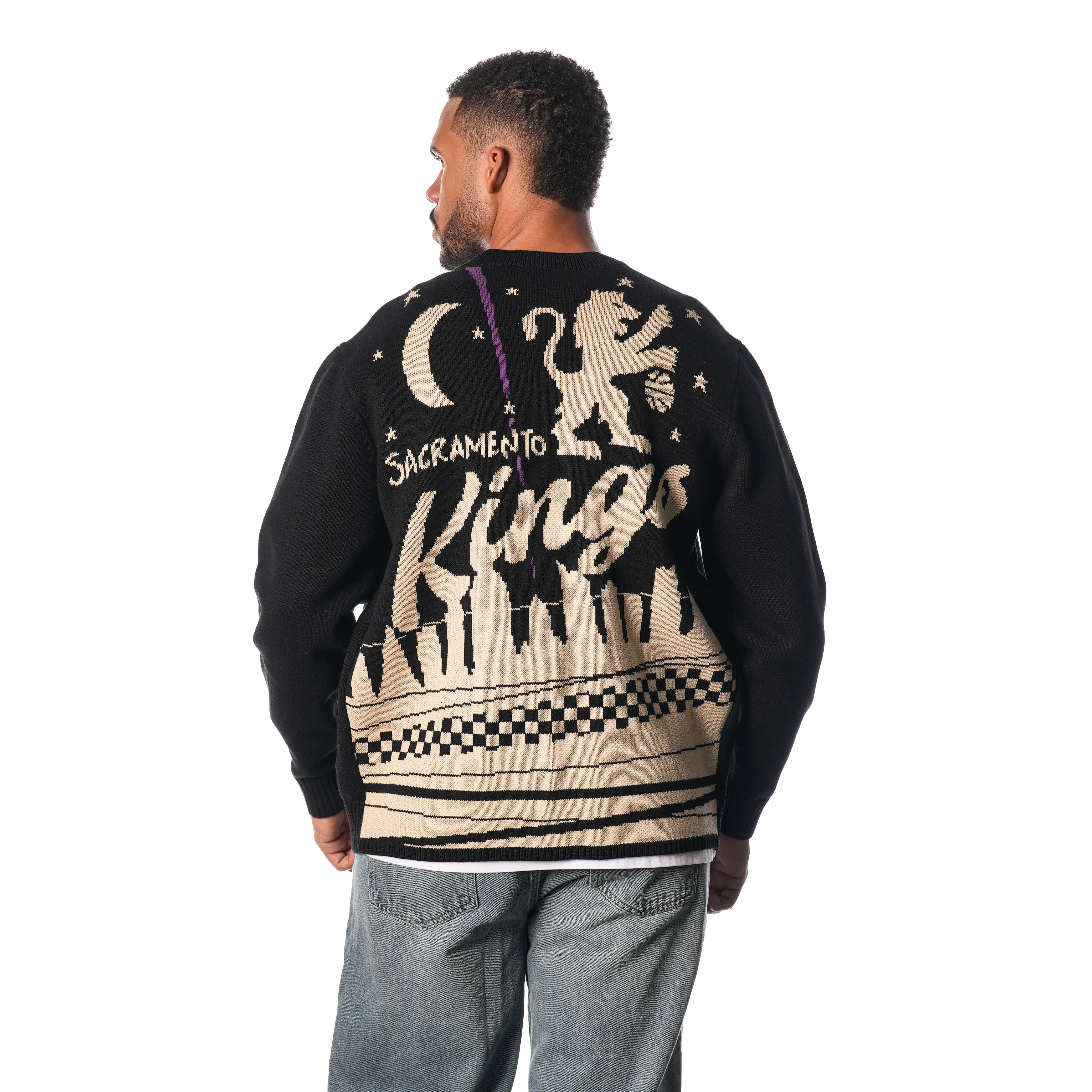 SACRAMENTO KINGS BUTTON FRONT CARDIGAN - BLACK