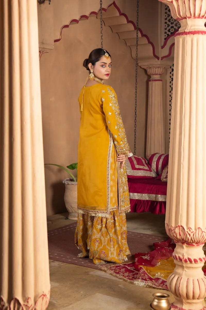 Sajni Embellished Organza Gharara Set for Mehndi Event - SAJ10