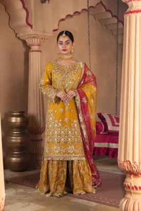 Sajni Embellished Organza Gharara Set for Mehndi Event - SAJ10