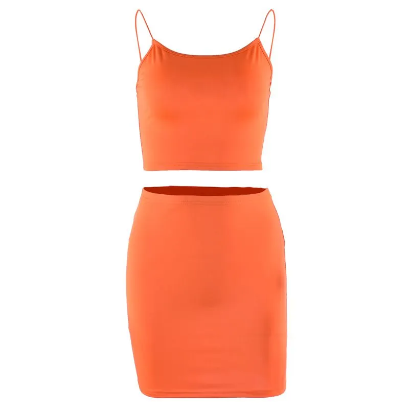 Scoop Neck Crop Top And Skirt Bodycon 2 Piece Skirt Dress