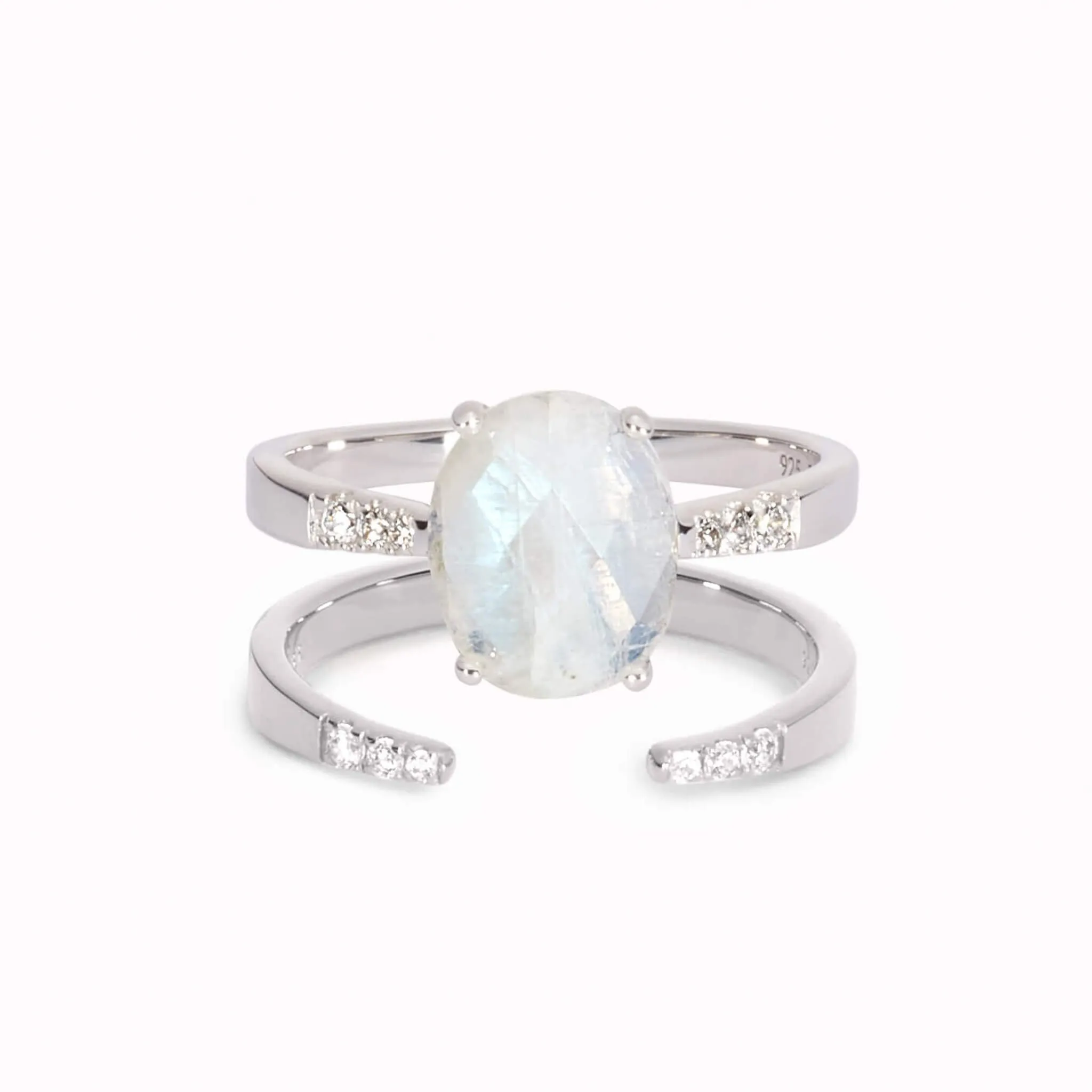 Silver Moonstone Ring Set - Serena & Hailey