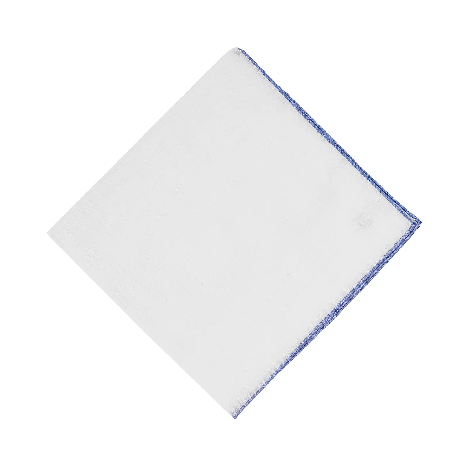 Simonnot Godard White & Blue Cotton Pocket Square