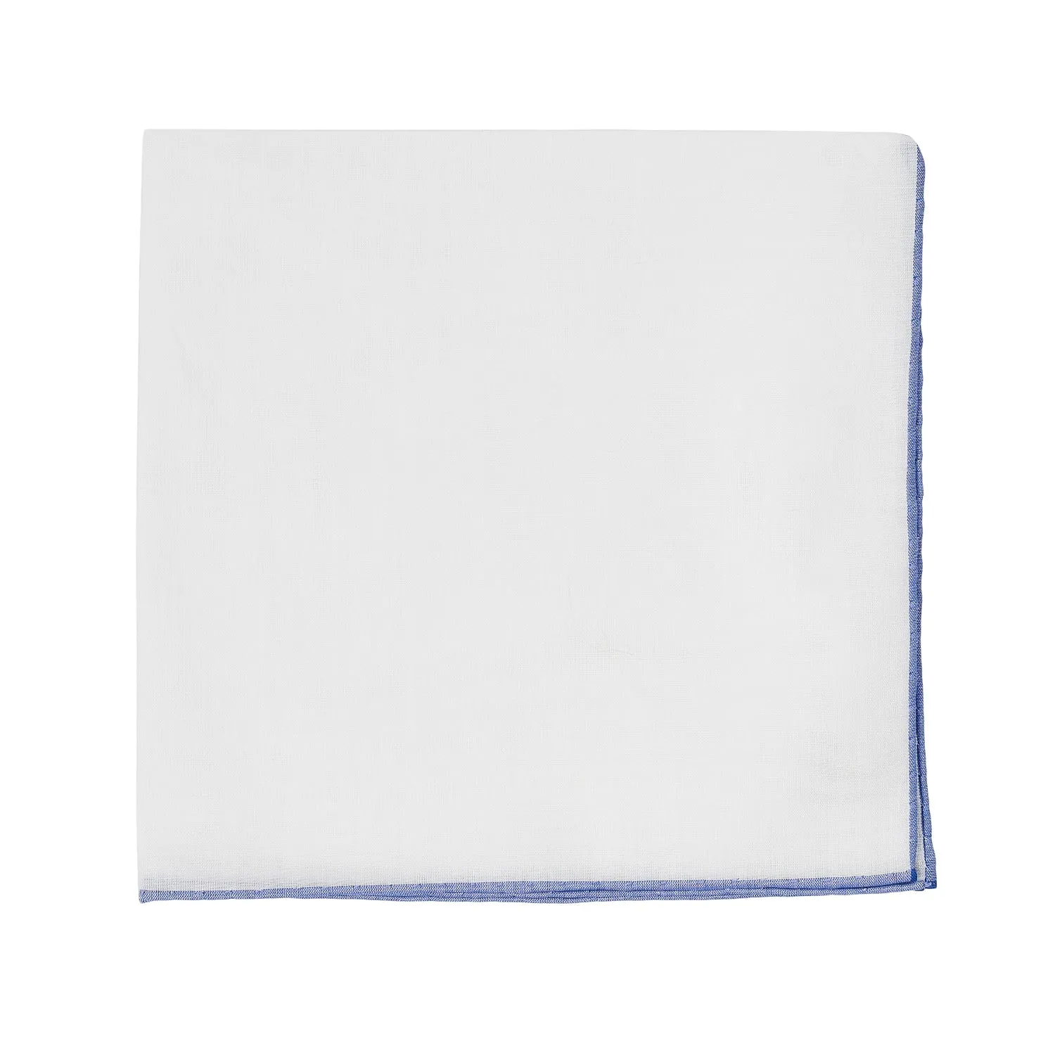 Simonnot Godard White & Blue Cotton Pocket Square