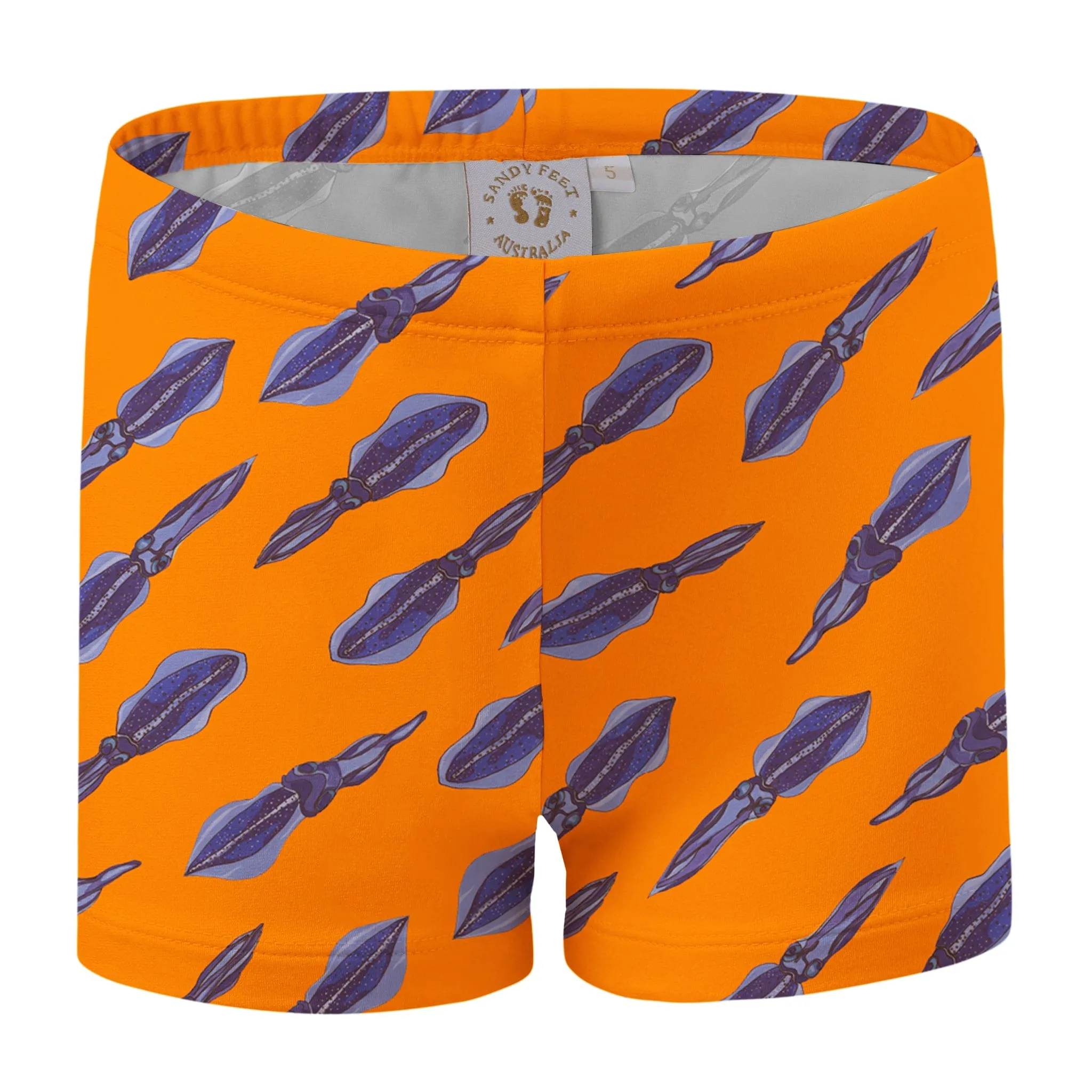 Squiddy Tales (Orange) Swim Shorts