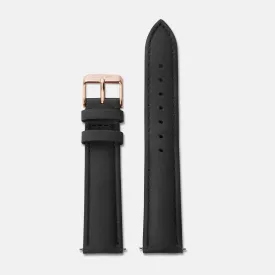 Strap 18 mm Leather Black, Rose Gold Colour