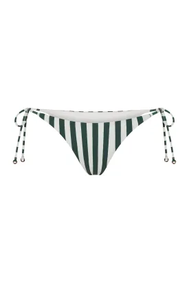 String Tie Bikini Bottom in Green Vertical Stripes