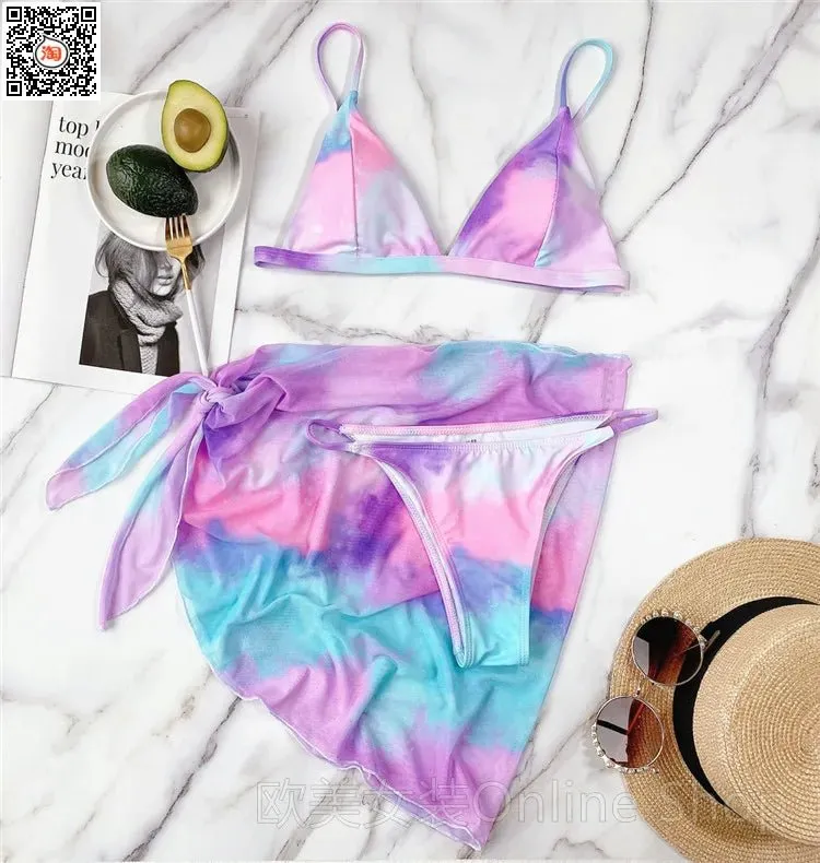 Summer 3 piece women swimsuit triangle micro bikini set swimwear