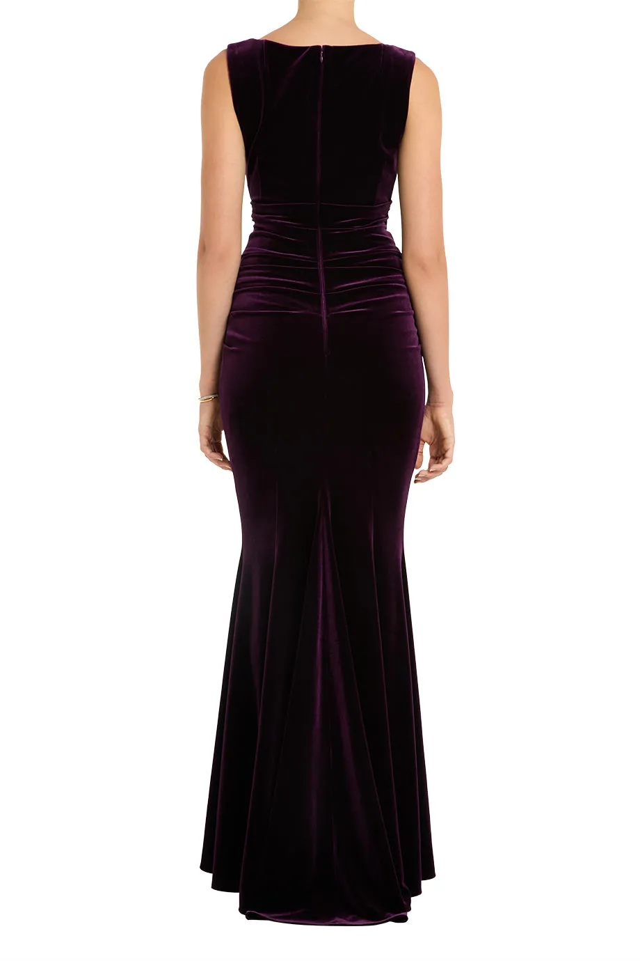 Velvet V Neck Evening Gown