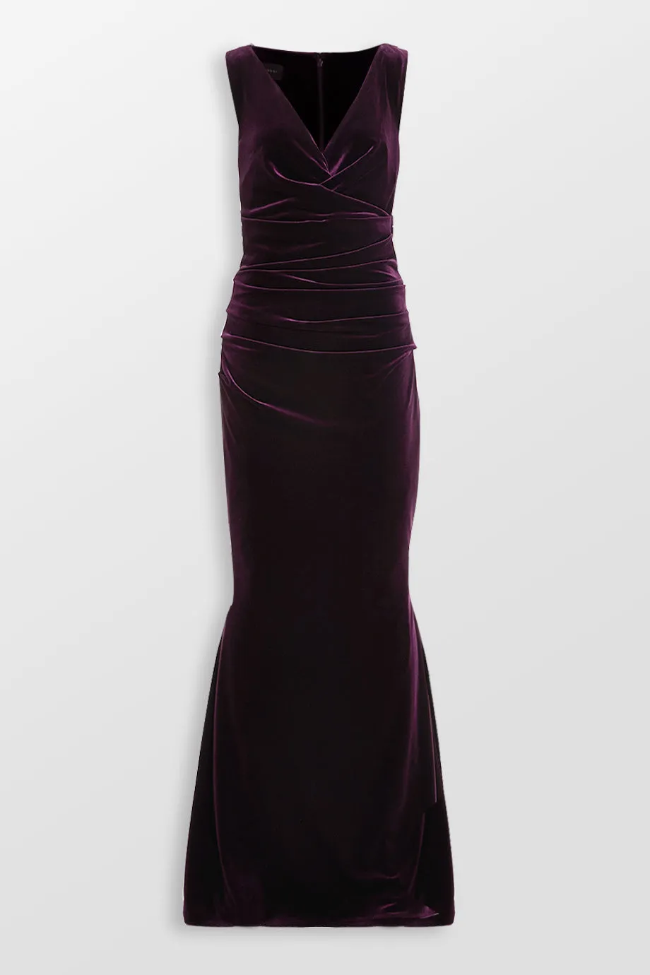 Velvet V Neck Evening Gown