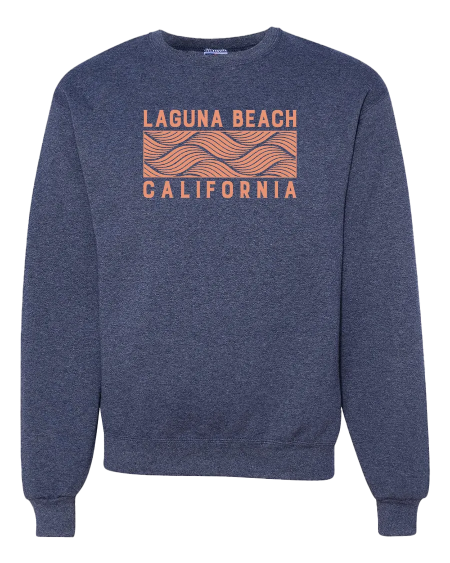 Wave Block Crewneck Sweatshirt - Vintage Heather Navy