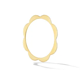 Yellow Gold Triplet Bangle with White Diamonds