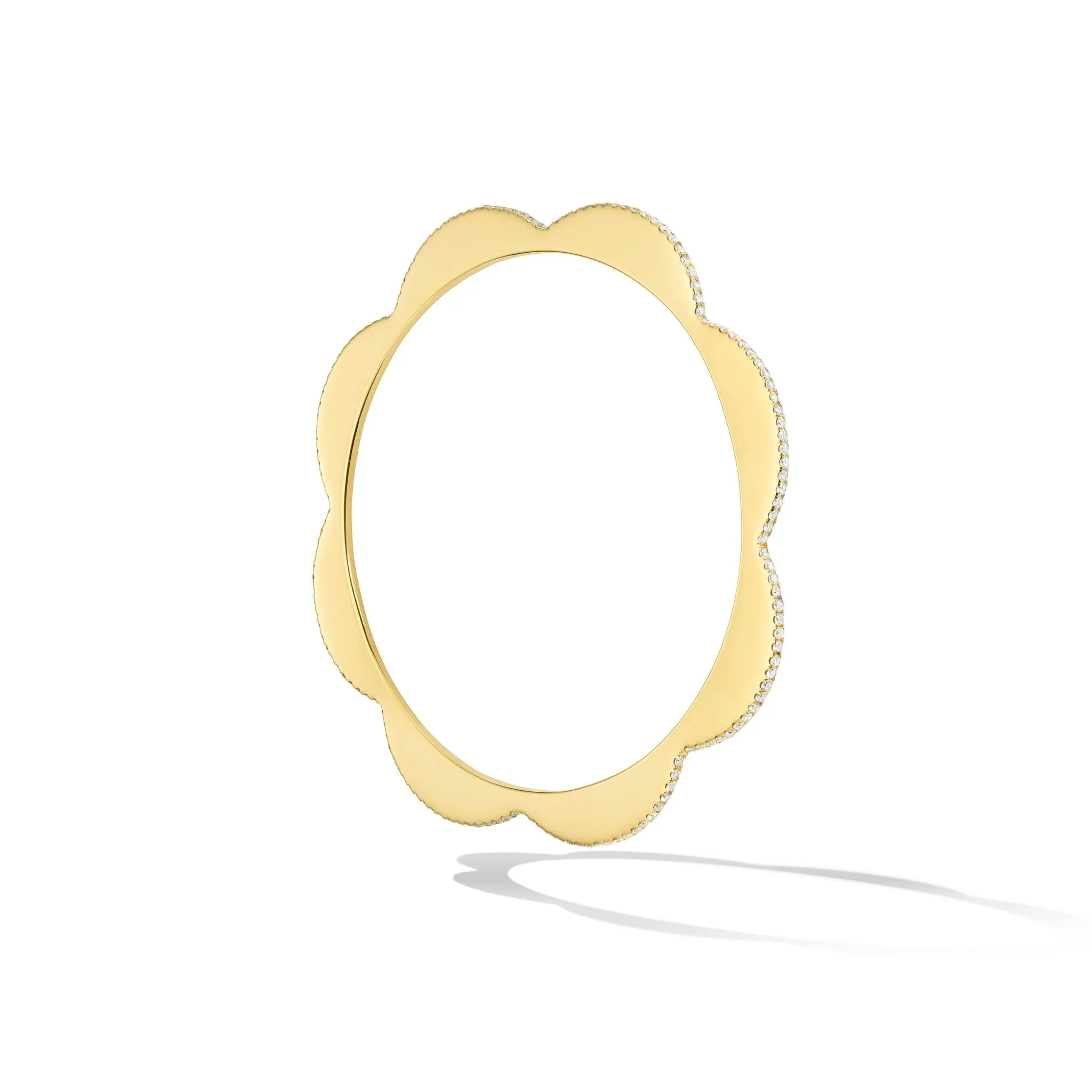 Yellow Gold Triplet Bangle with White Diamonds