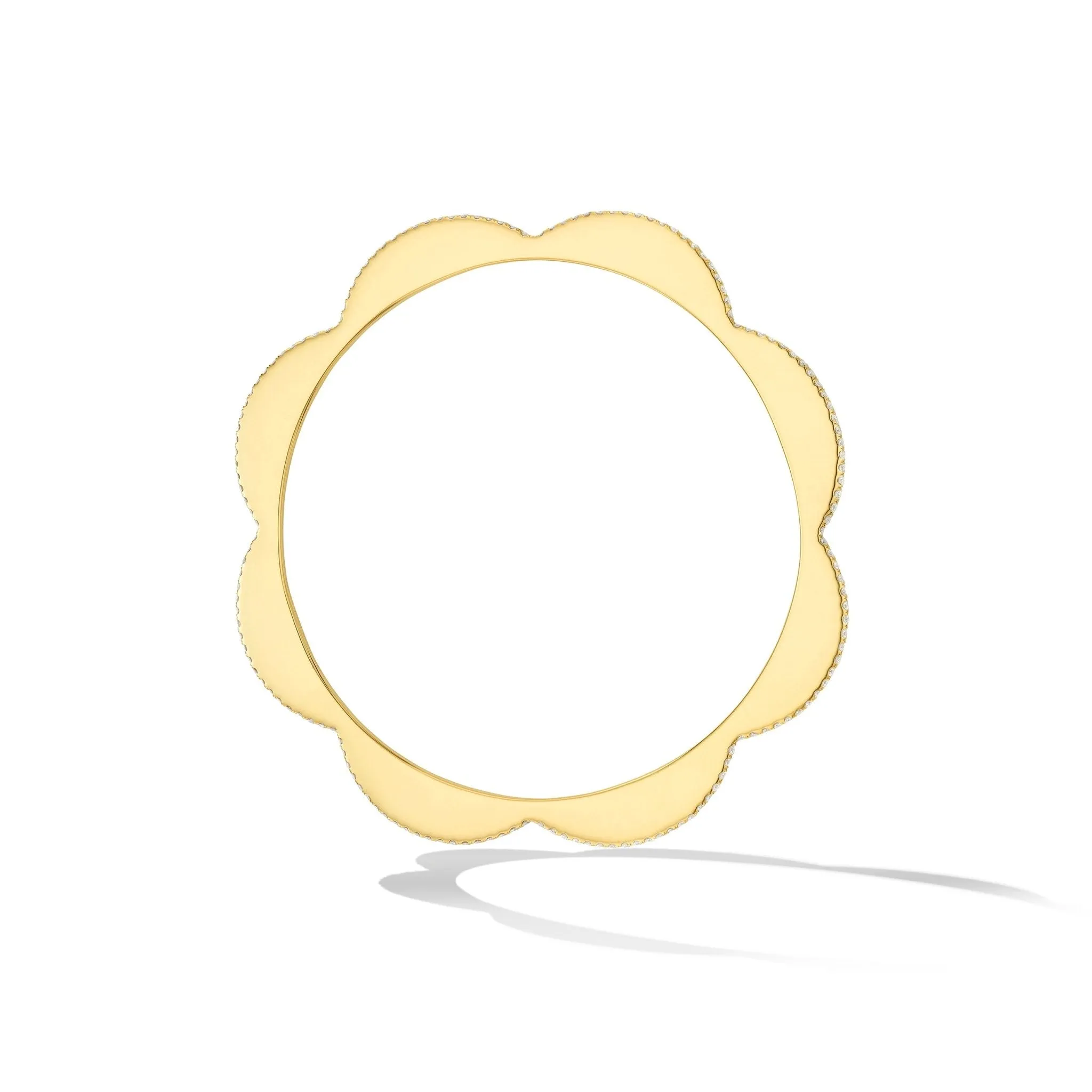 Yellow Gold Triplet Bangle with White Diamonds